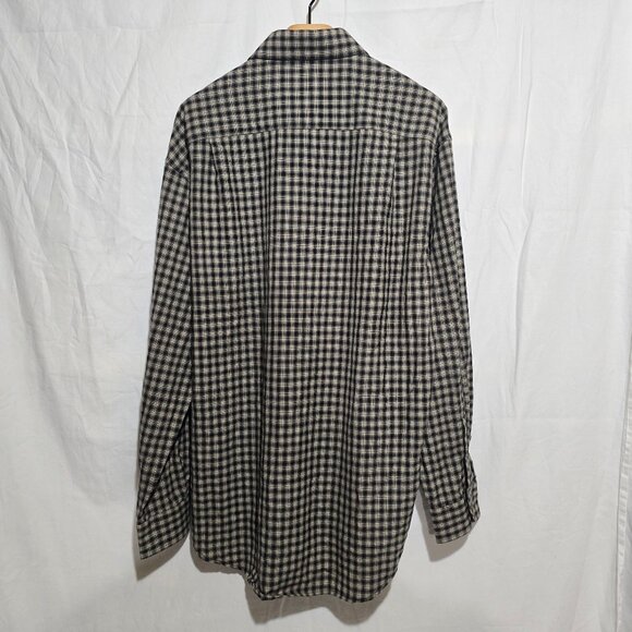 Pendleton Sir Pendleton Fine Worsted Wool LS Bf Plaid Shirt Beige Black Plaid M* - Picture 3 of 4